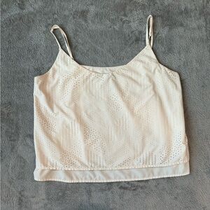 Athleta Malta Cami Crop Women's Tank Ivory Size Medium Activewear Eyelet